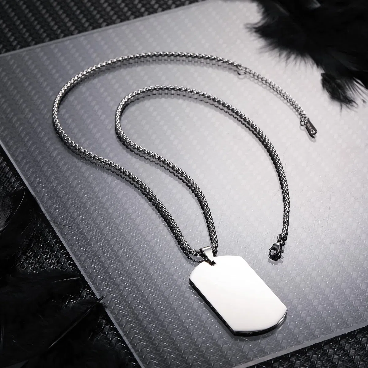 Benutzerdefinierter Hundemarken Text und Bild gravierte Halsketten mit farbigem/schwarz-weißem Bild Anhänger personalisiertes Geschenk für Männer/Frauen Schmuck