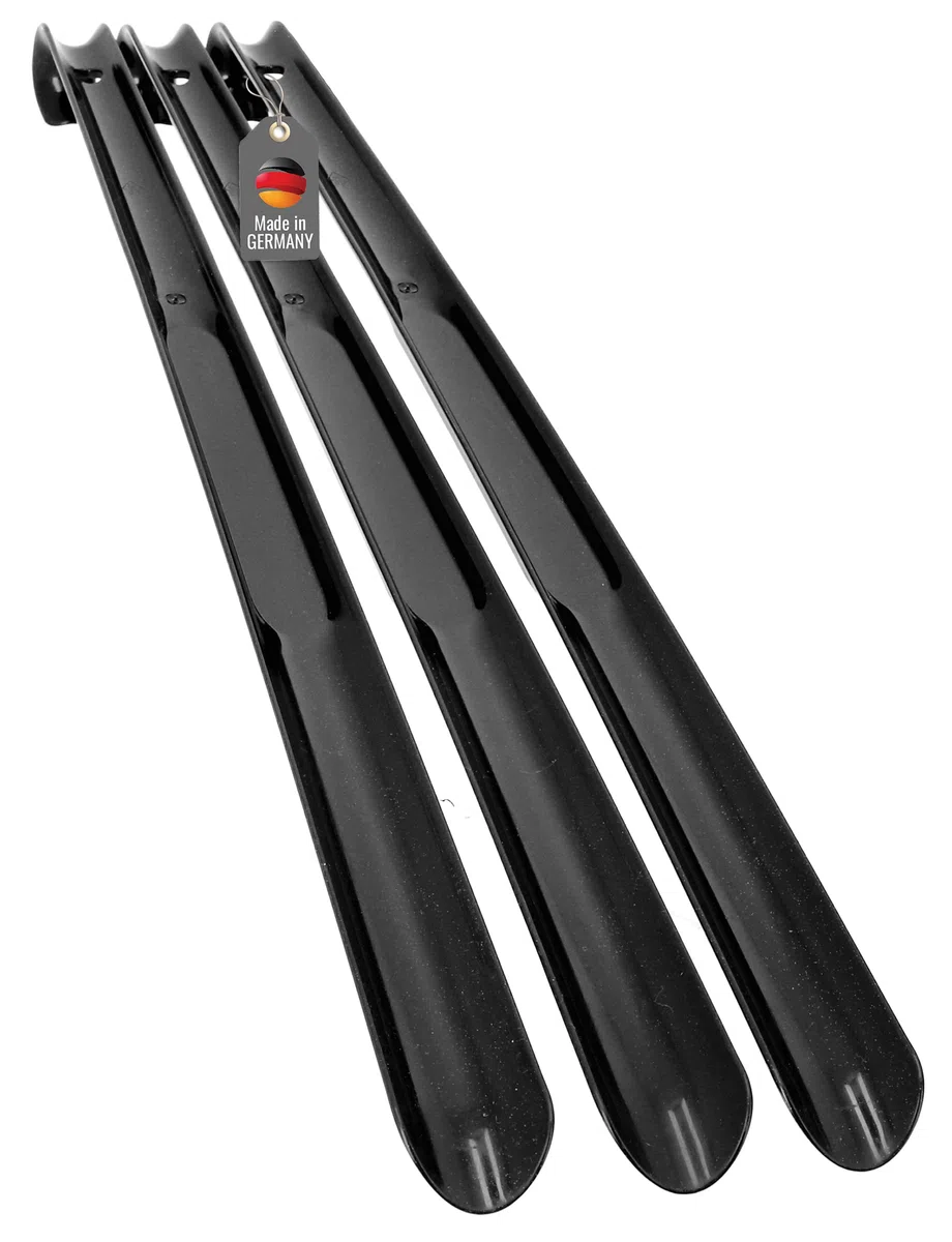 Lantelme 3 Stück Schuhanzieher 65cm Set mit Farbauswahl Kunststoff | Schuhlöffel XL Lang und stabil Deutsche Herstellung | Schuhanziehhilfe Rückenschonend mit Haken und Öse