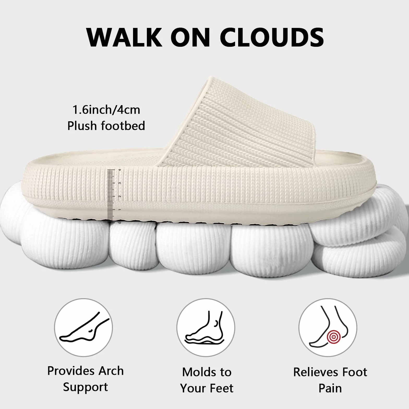 HEOAARG Badelatschen Herren Damen Original Badeschuhe Wolke Badeschlappen Rutschfest Schlappen Wolkenschuhe Weich Cozislides Slippers Flip Flops Innen & Außen