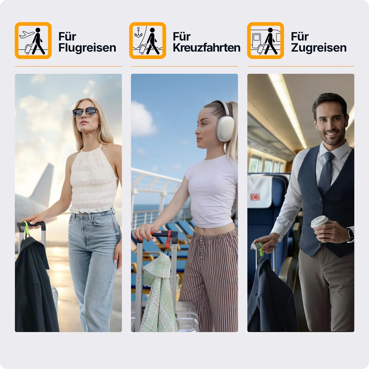 Der Koffer Haken hält deine Reise Utensilien - Reise Gadget für Flugzeug Reisen, Reisezubehör Flug Handgepäck, Kofferorganizer, Cooles Reise Geschenk, 1x Kleiderhaken für Koffer (Blau)
