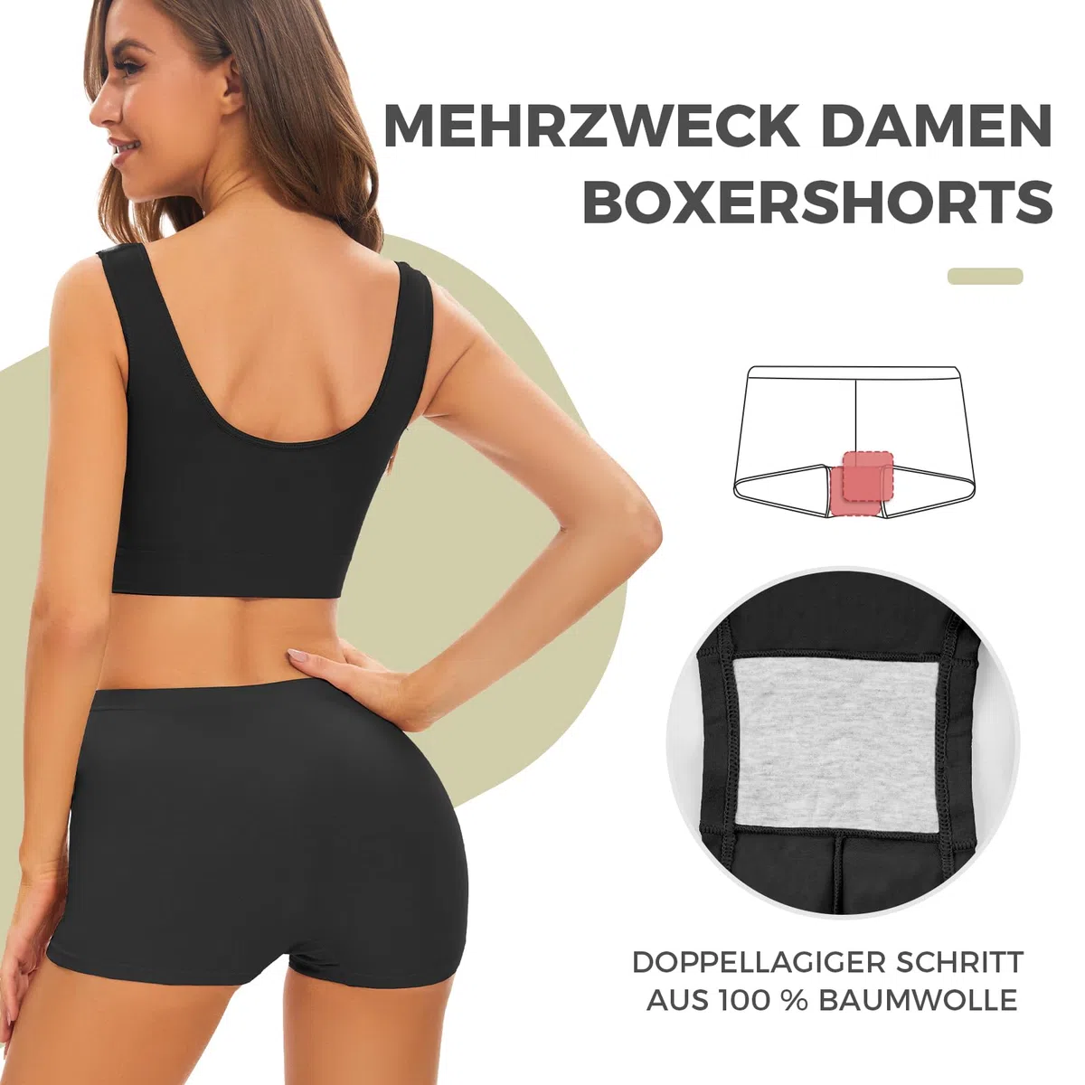 SIHOHAN Boxershorts Damen Baumwolle Radlerhose Damen Kurz für Kleid Bauchweg Unterhosen Nahtlos Unterziehhose Doppelter Schritt Panties