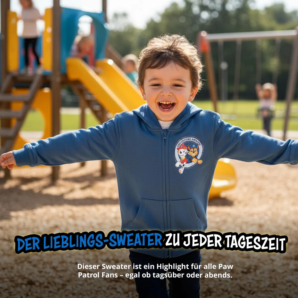 United Labels Paw Patrol Sweatjacke mit Kapuze für Jungen, Blau, Adventure, Kapuzenpullover mit Reißverschluss, Hoodie Kapuzenjacke für Kinder