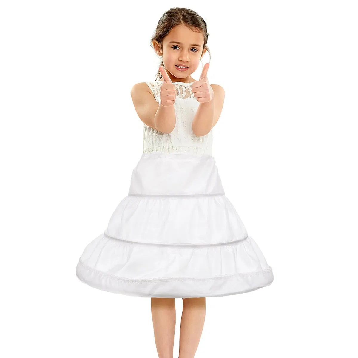 iplusmile Mädchen Petticoat Weiß Reifrock Mit 3 Stahlreifen Elastischer Half Slip Krinoline Rock Für Blumenmädchen Und Prinzessinnenkleid Komfortabler Unterrock