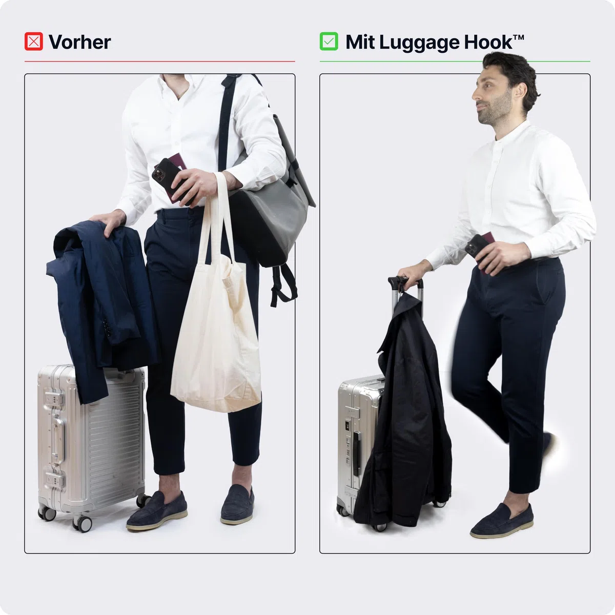 Der Koffer Haken hält deine Reise Utensilien - Reise Gadget für Flugzeug Reisen, Reisezubehör Flug Handgepäck, Kofferorganizer, Cooles Reise Geschenk, 1x Kleiderhaken für Koffer (Blau)
