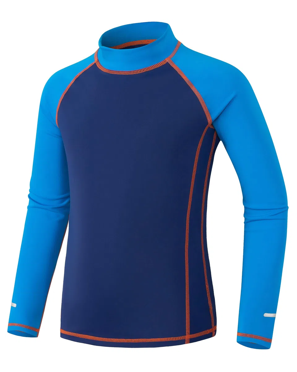 Kinder UV Shirt Langarm mit Reflektorstreifen Jungen Mädchen Badeshirt UPF 50+ Sonnenschutz Schwimmshirt Rashguard Schnelltrocknend Chlorresistent 5-14 Jahre