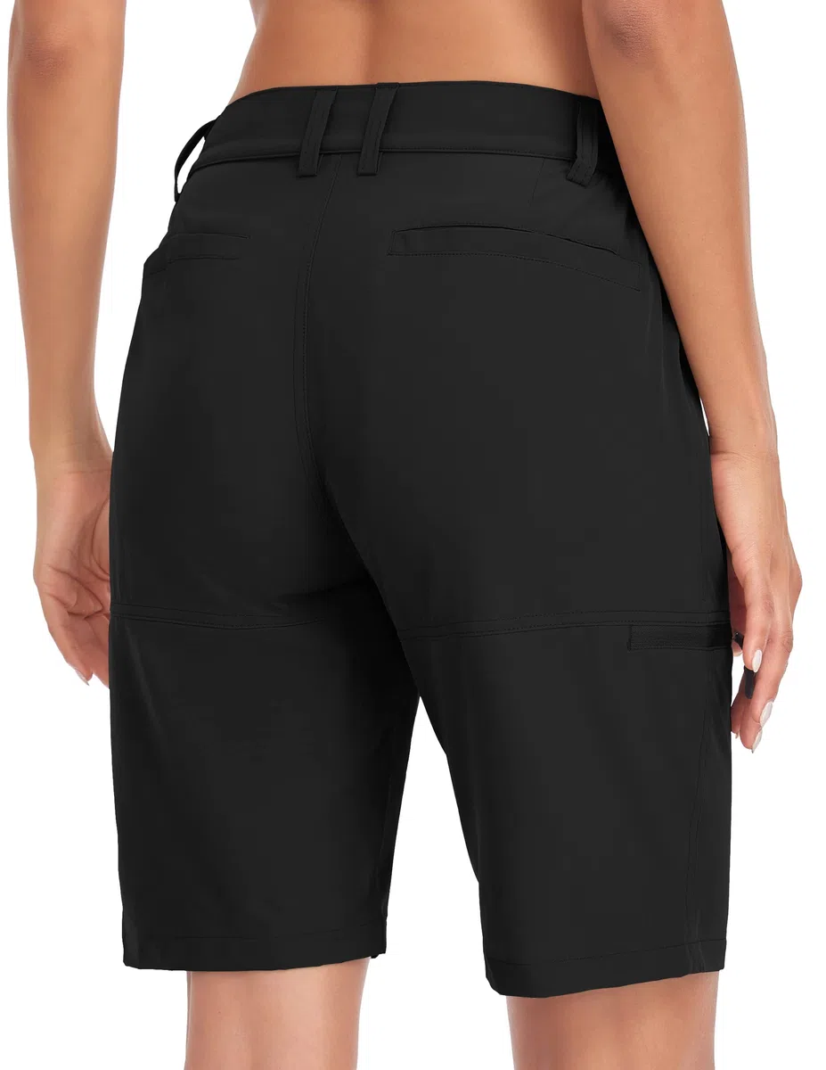 Wanderhose Damen Kurz Sommer Cargo Shorts Leichte Atmungsaktiv Schnelltrocknend Arbeitshose Outdoor Sport Golf Running mit Taschen