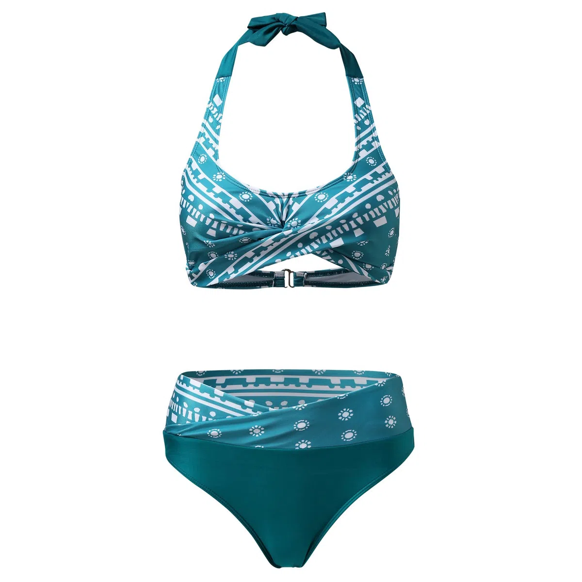 Generisch Damen Cross Back Badeanzüge Hohes Bein Schnitt String Triangel Bikini Damen Set Große Größen Sexy Badeanzüge Schwimmanzug Verstellbarer Blumendruck Badeanzug Blau Schwarz