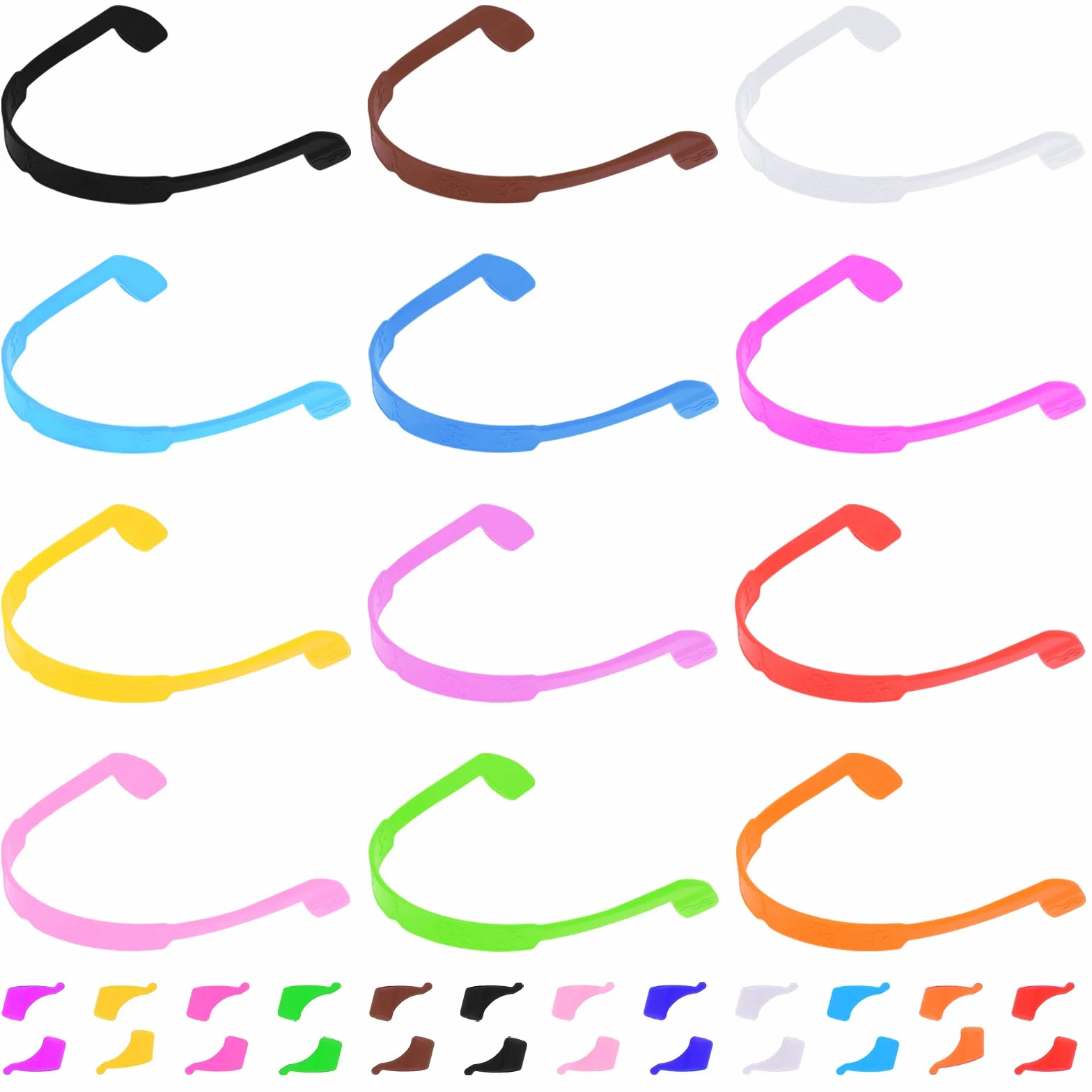 12 Stück Brillenband Sport Kinder Silikon Brillenbänder 12 Stück Ohrclip Haken Set mit Brille mit Halter Brillenhalter Silikon Elastische Sport Kleinkind Brillenband mit Ohrclip Haken Herren