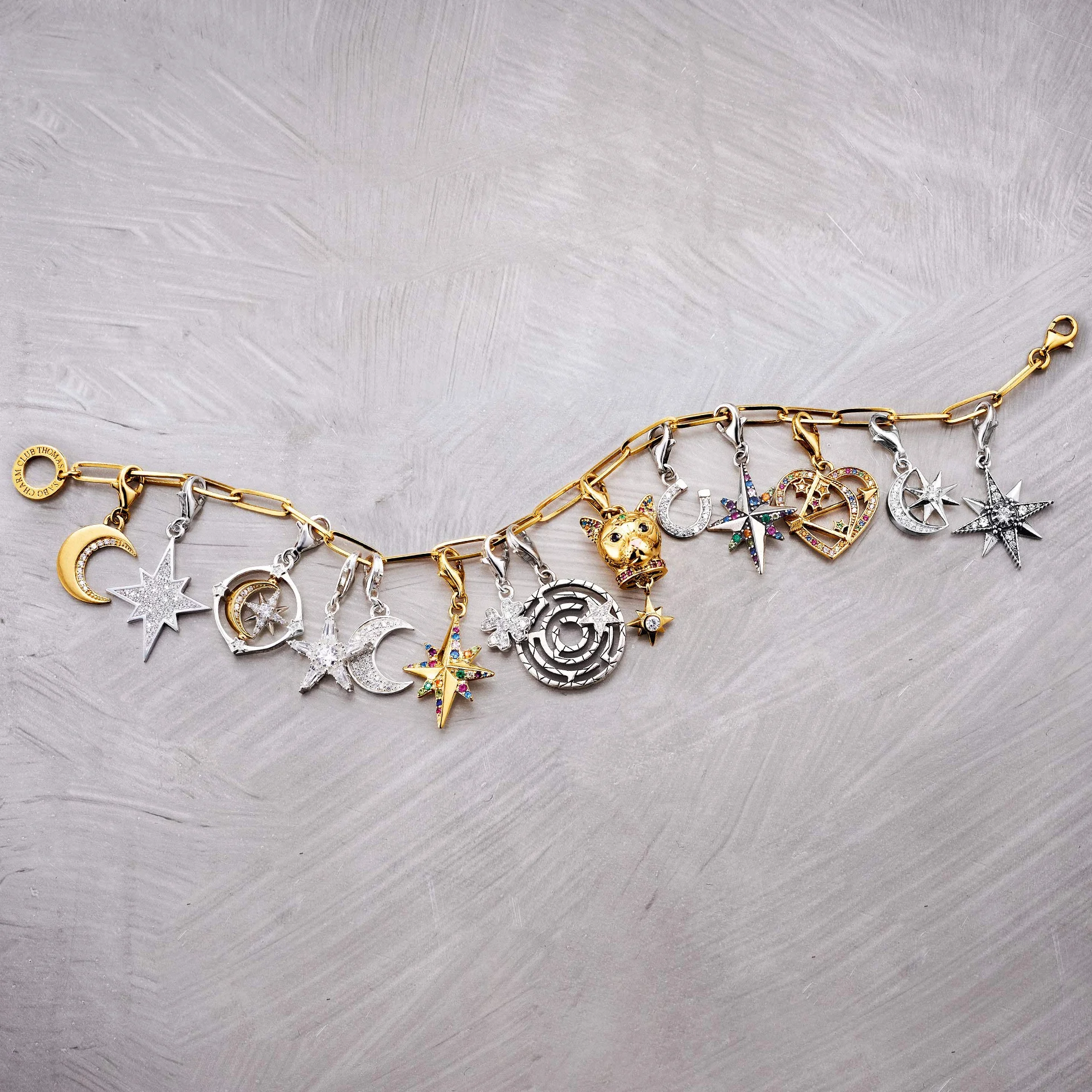 THOMAS SABO Damen Charm-Anhänger Stern & Mond Charm Club 925 Sterling Silber 1794-051-14