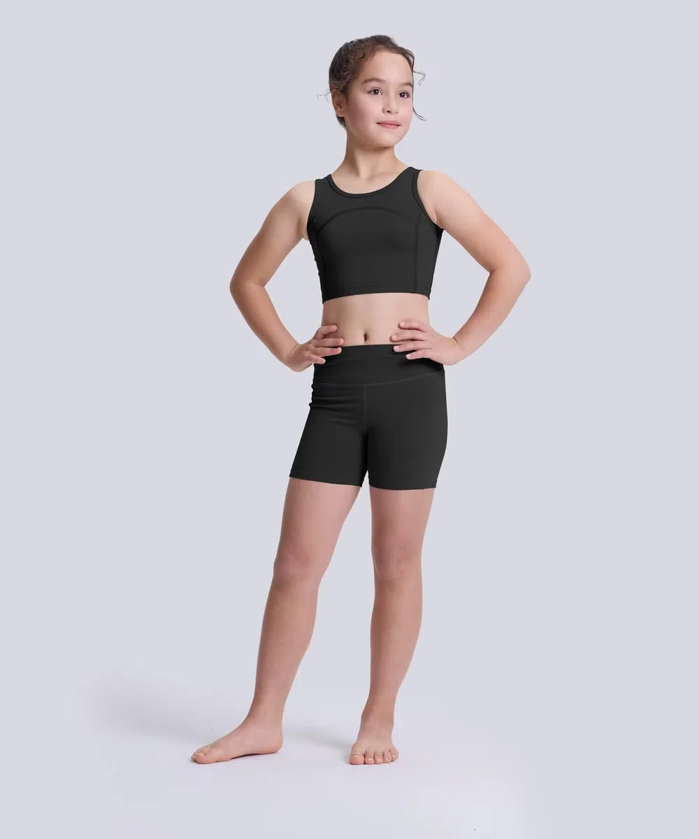 3er Pack 4in Mädchen Shorts – Stretch Kurze Leggings für Kinder, Elastische High-Waist Scrunch-Radlerhose für 6-16 Jahre
