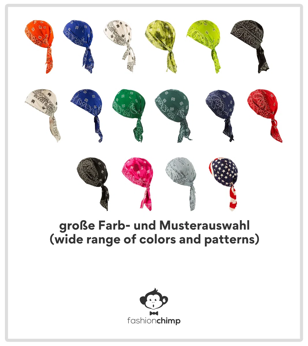 fashionchimp Zandana aus 100% Baumwolle, Bandana-Kopftuch, Bikertuch für Damen und Herren, Muster-Print