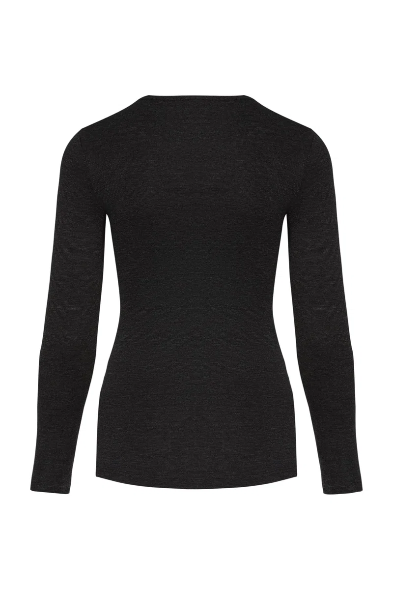 con-ta Conta Thermo Langarm Shirt, Longshirt mit natürlicher Baumwolle, wärmende Unterwäsche für Damen, Rundhalsausschnitt, Damenbekleidung, in Farbe Marine Melange, Größen: 36/XS - 50/4XL