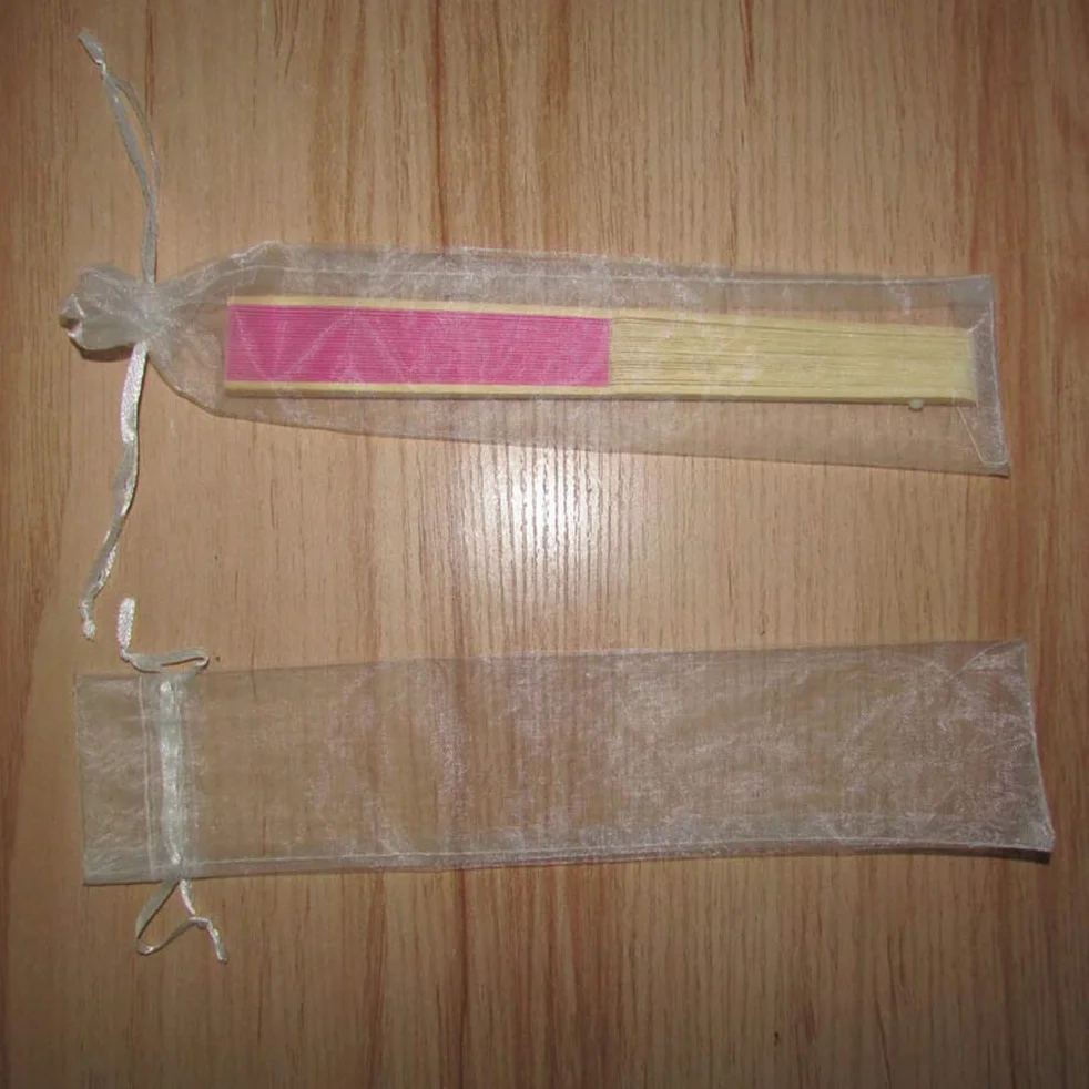 Toyvian Organzasäckchen Leer Faltender Handfächer Organzabeutel Kordeltasche Lavendel Beutel Süßigkeiten Taschen 50 Stück (Weiß)