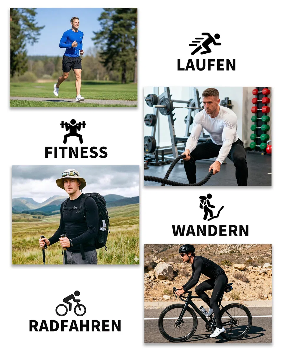 MEETYOO 1, 2, 4 oder 5er Pack Compression Shirt Herren & Funktionsshirt Herren–Langarm, Atmungsaktiv, Feuchtigkeitsableitend, Schnell Trocknend, Ideal für Fitness und Alltag