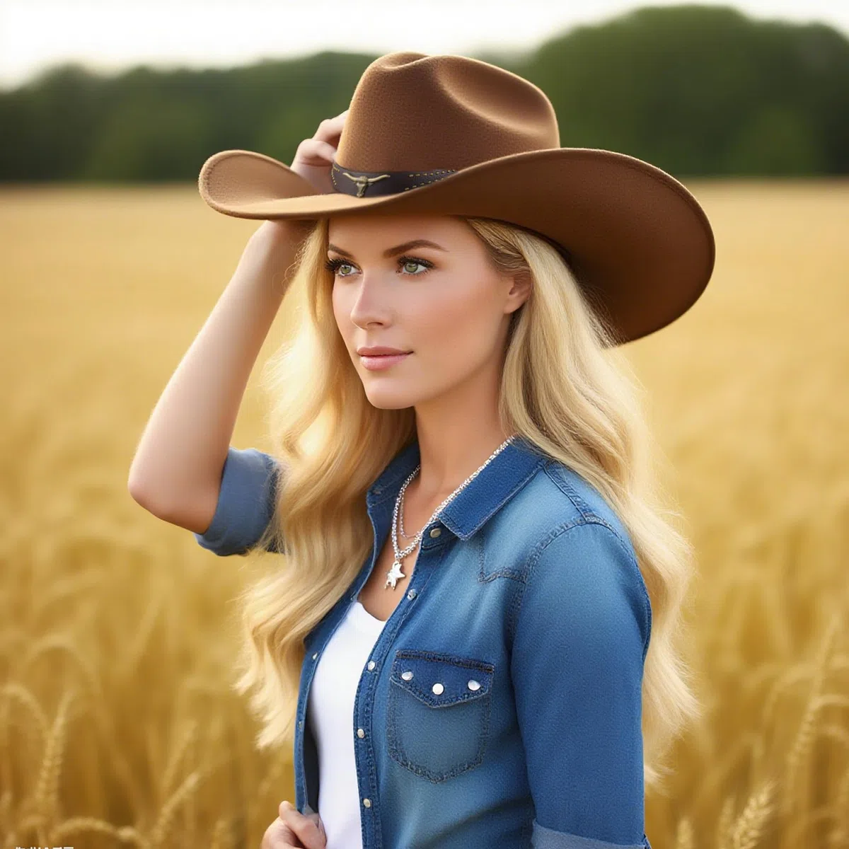 Klassischer Westernhut für Damen und Herren – Einfarbiger Cowboyhut mit Stierkopf-Dekor, Vintage Jazzhut für Erwachsene im Cowgirl- und Western-Stil (Braun A)