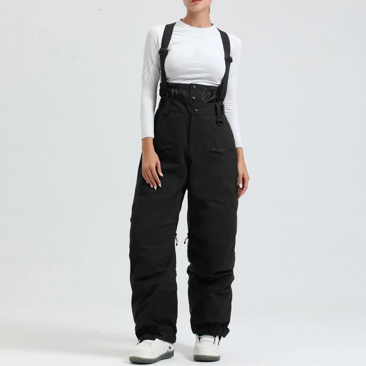 Generisch Skihose Damen Wasserdicht Warm Snowboardhose Mit Trägern Baggy Atmungsaktiv Stretch Gefütterte Winter Softshellhose