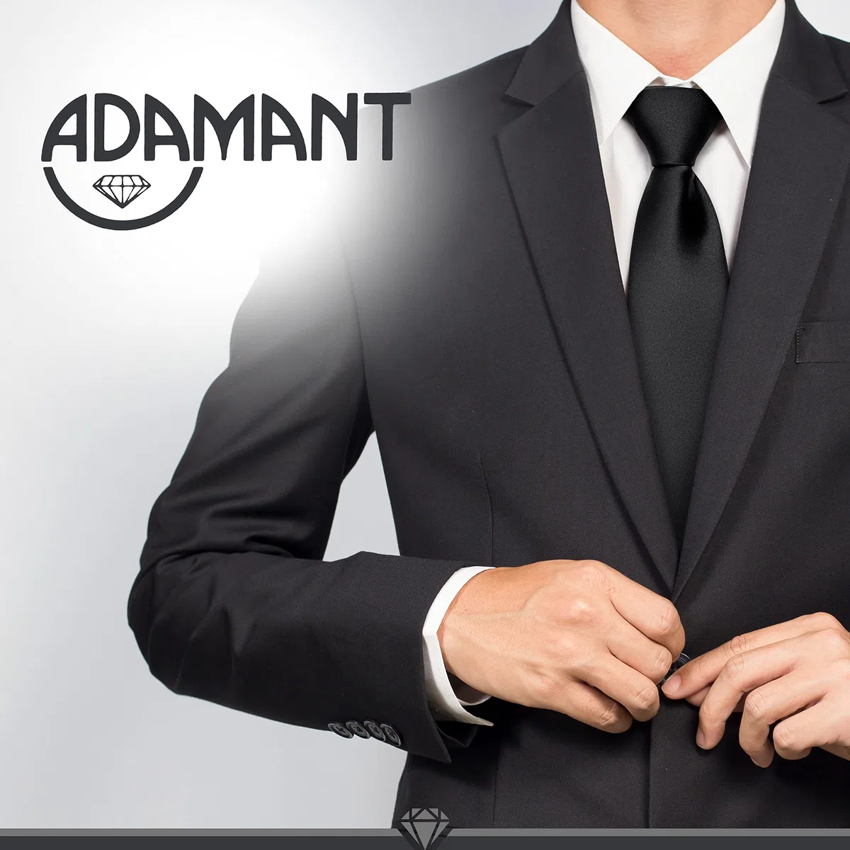 ADAMANT Deutsche Markenkrawatte schwarz- matt, elegant-fein, dezent, für Beerdigungen und Business