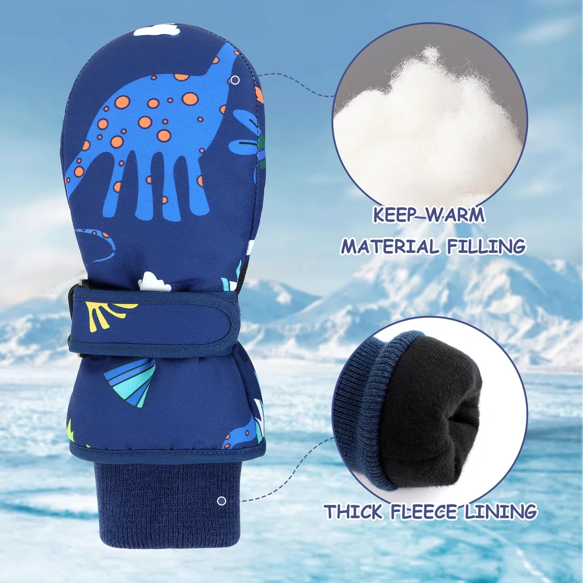 JANGANNSA Baby Gloves Winter Children's Mittens Baby Boy Girl Waterproof Gloves Unisex Outdoor Gloves Ski Gloves 1-6 Years