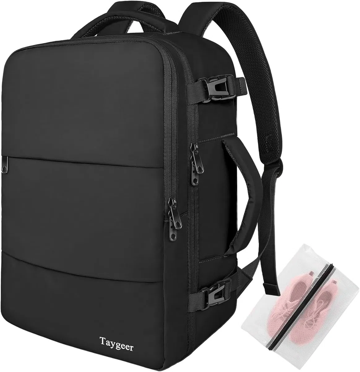 Taygeer Ryanair Handgepäck 40x30x20, Rucksack Handgepäck Flugzeug 24L Leicht, Rucksack 40x30x20 mit 15.6 Zoll Laptopfach, Klein Reiserucksack für Weekender, Kurze Tirp, Schwarz