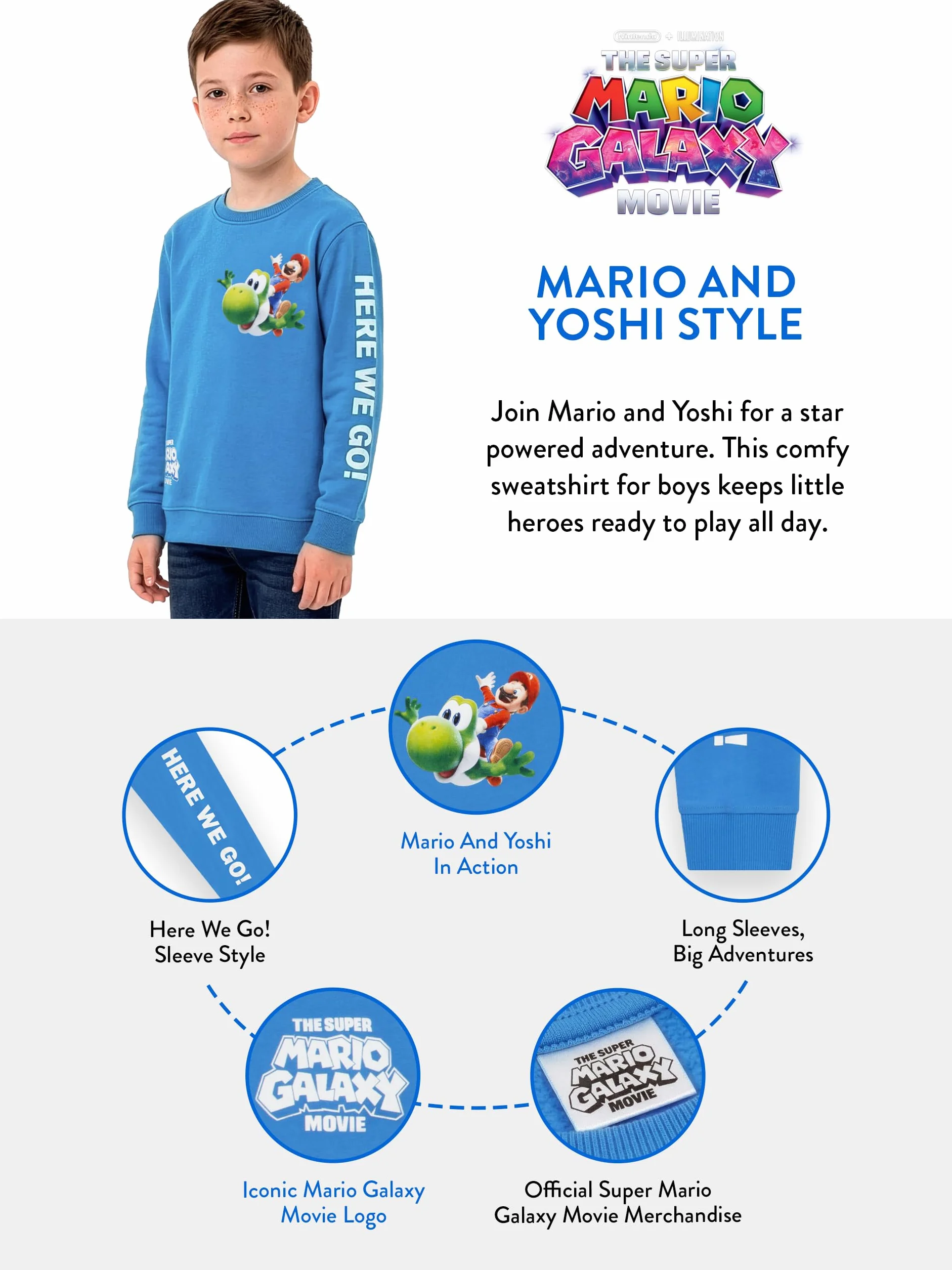 Super Mario Galaxy Movie Sweatshirt Jungen, Mario Galaxy Mario Film Pullover Für Jungen, Sweatshirt Für Kinder