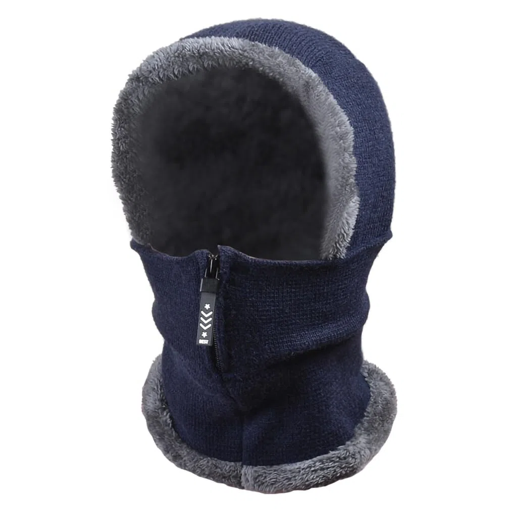 Strickmütze Damen Mädchen Balaclava 2 in 1 Winterhüte Schal Set Warm Beanie Mütze mit Ohrenschutz Winddicht Sturmhaube Outdoor Verdickt Skimütze für Snowboarden Radfahren Skating