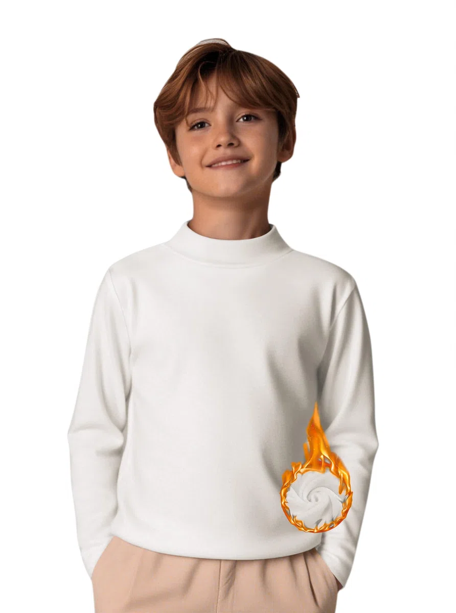 Arshiner Kinder Unterhemd Thermal Top Jungen Langarmshirt Oberteile Klassisch Unterziehshirt Slim Fit Tops Lässige Rollkragenpullover 5-12 Jahre