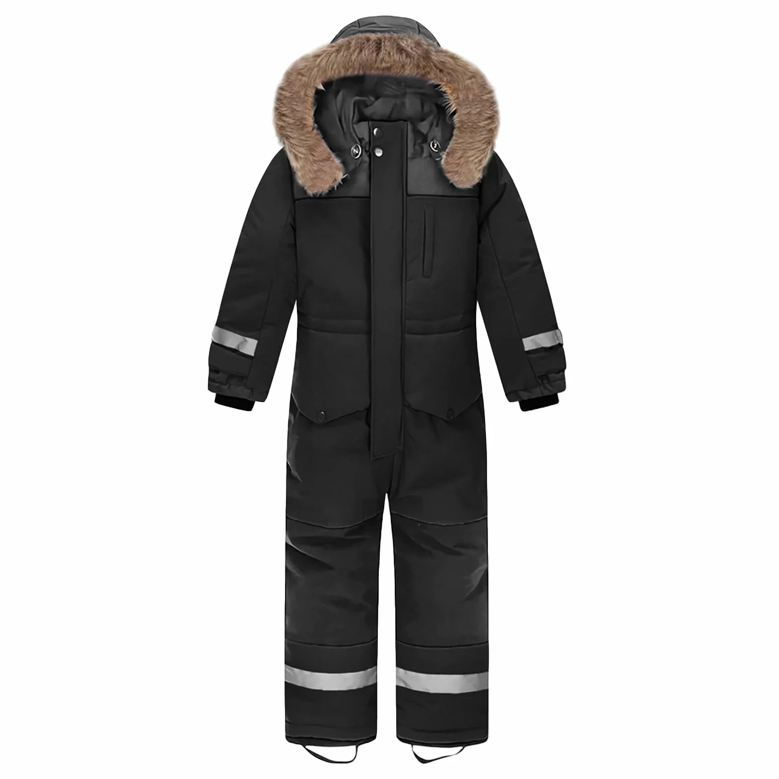Kinder Skianzug Jungen mit Kapuze Winddichte Wasserdichte Schneeoverall Mädchen Warmer Schneeanzug Dickere Skioverall mit Reflektierenden Streifen