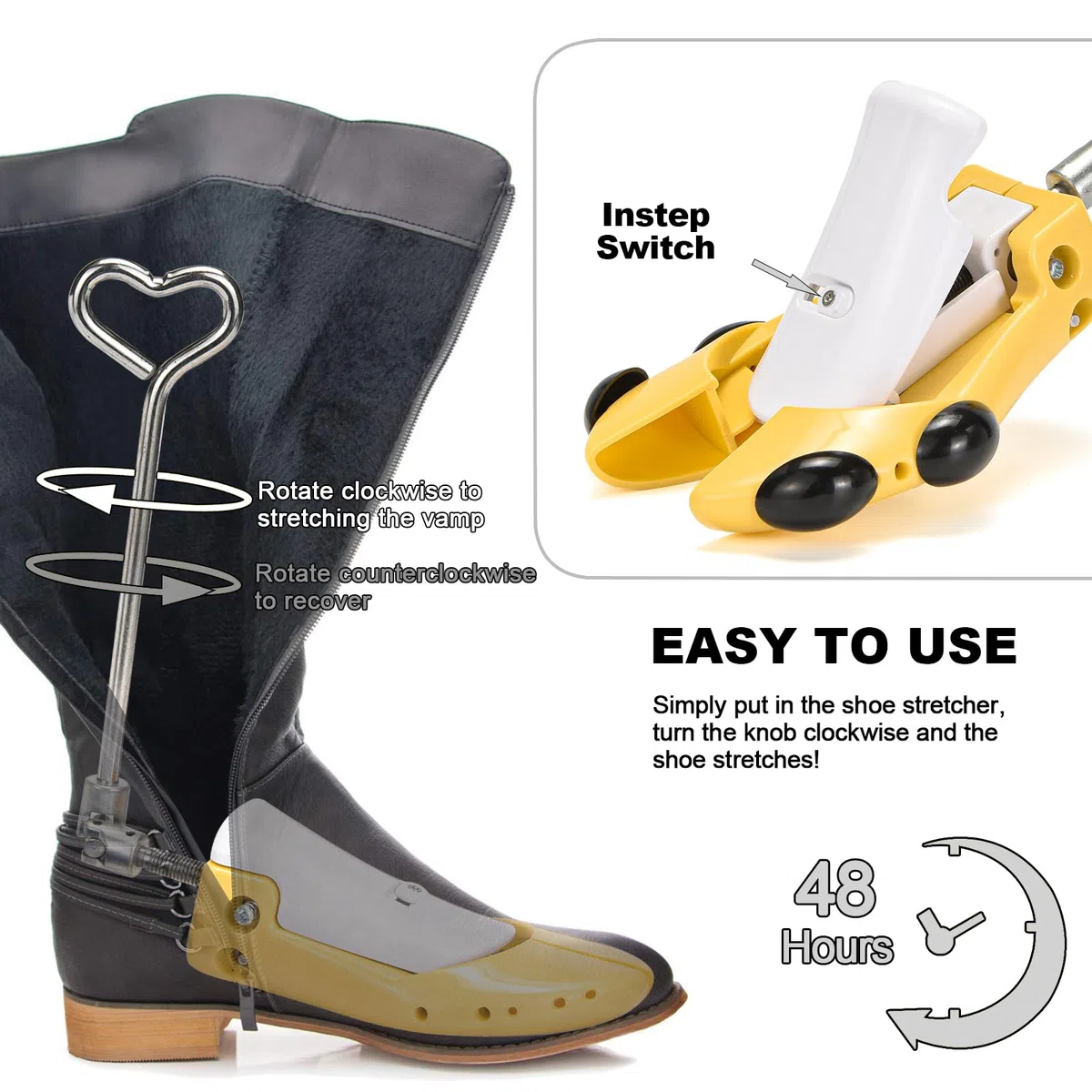 Schuhspanner Für Männer Frauen Wadenstiefel, Stiefelbaumverbreiterung Verstellbare Cowboystiefel Breite Zehenboxen Und Höhenspann Für Dicke Breite Füße