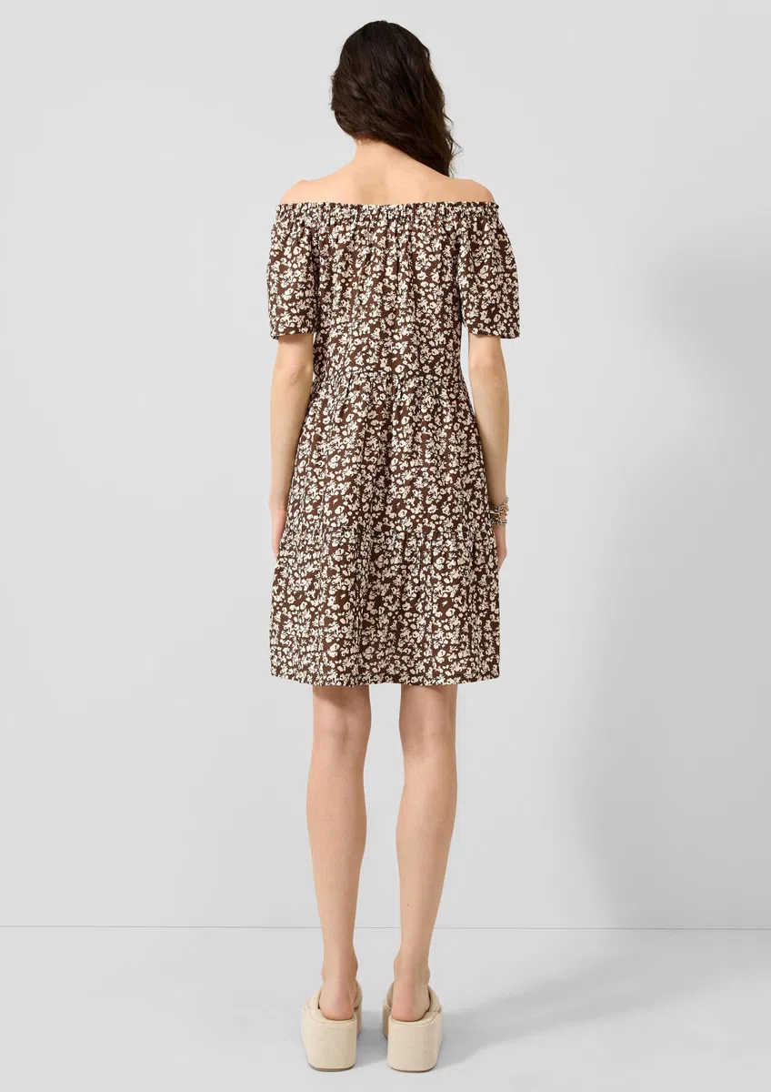 QS Viskosemix-Kleid mit Carmenausschnitt