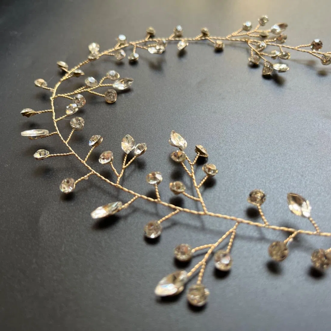 Prosy Braut Hochzeit Haar Reben Braut Crystal Headband Strass Headpieces Haarschmuck für Frauen und Mädchen (Gold)
