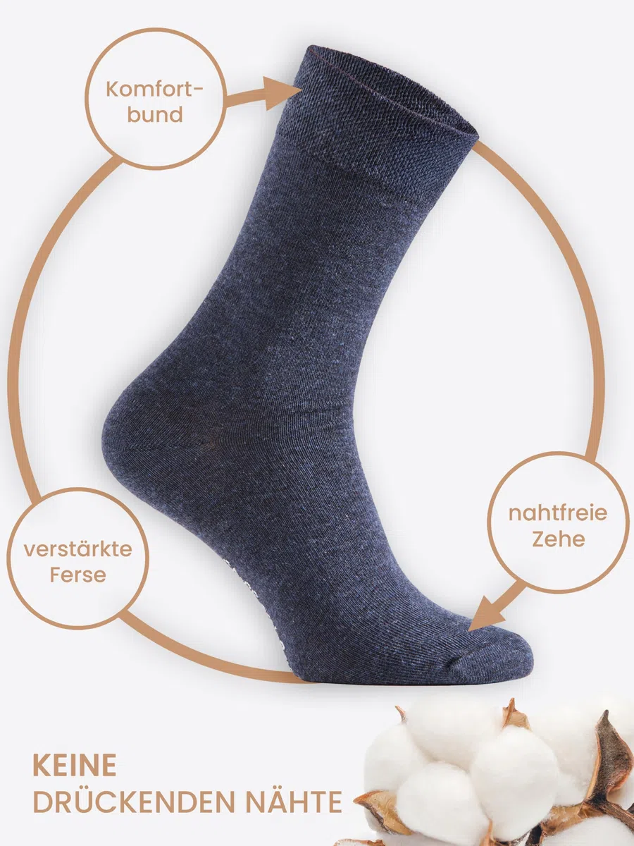 Cotton Prime Basic Socken Herren & Damen Baumwollsocken (10 Paar) Klassische Socken mit Baumwolle, Schwarz, Weiss, Anthrazit, Blau, Bunt, Grössen: 35-50
