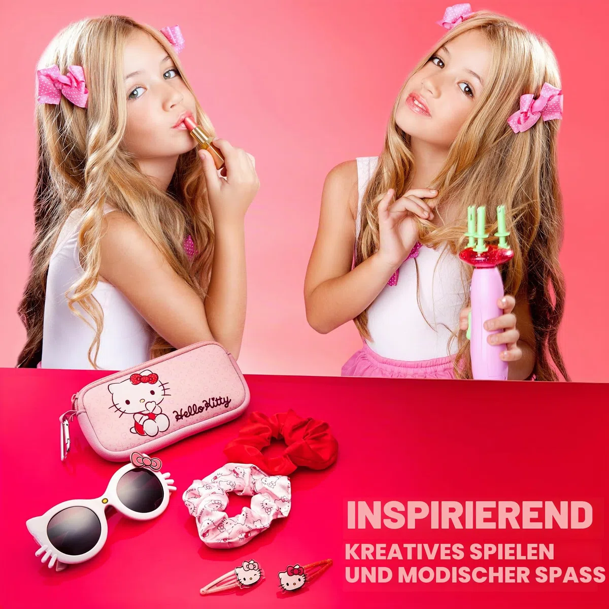 Get Trend Sonnenbrille Kinder Haarschmuck Set und Kleine Tasche UV Schutz Brille Haarspangen Haargummis Mädchen Haarklammer Geschenke für Mädchen