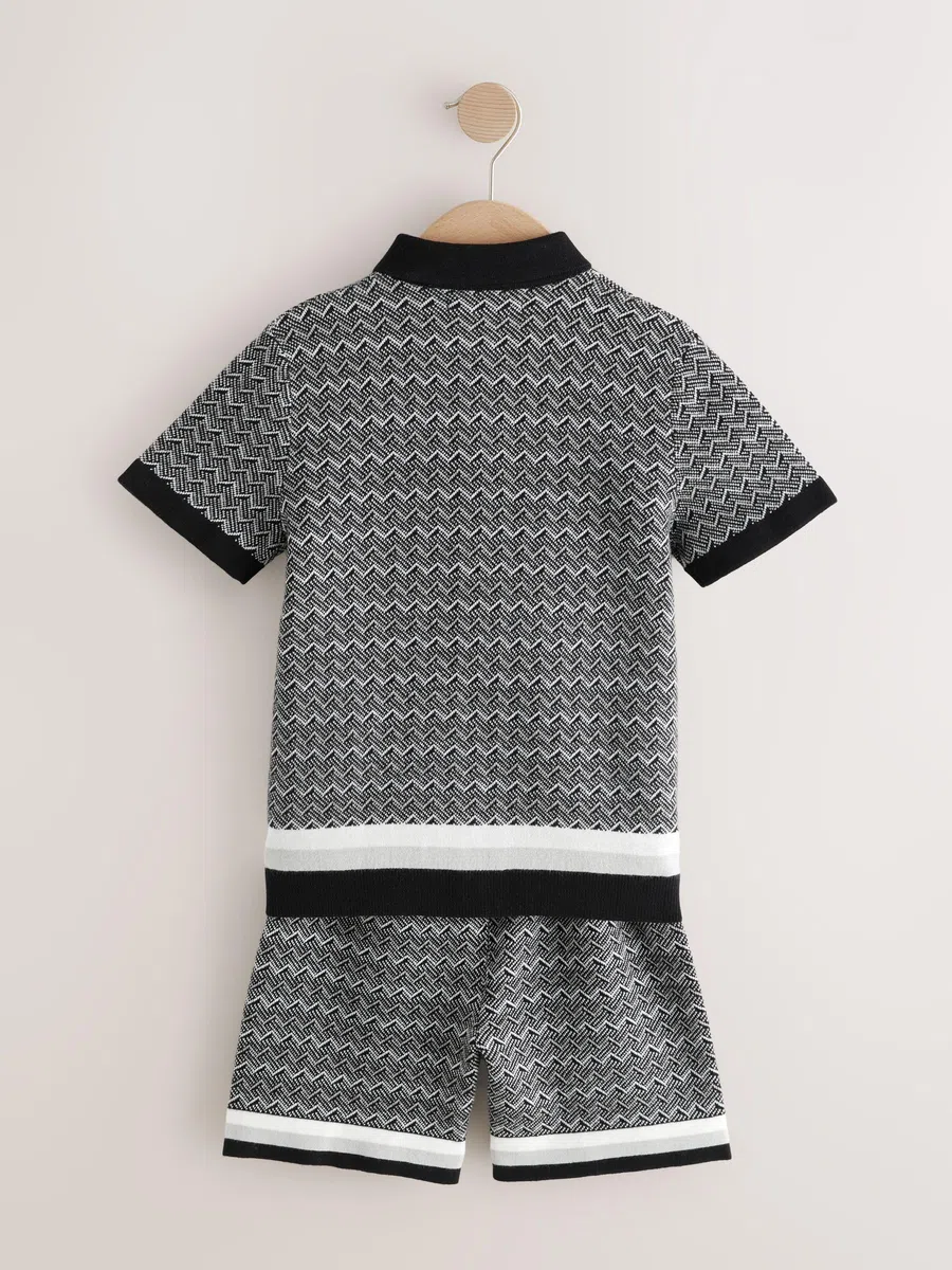 NEXT Jungen Standard Gestricktes Poloshirt und Shorts im Set 98-176