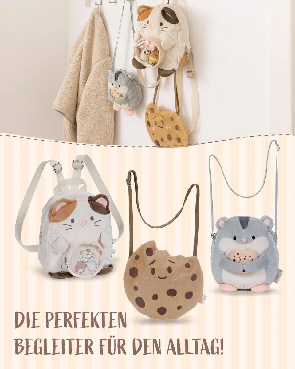 NICI mymochi Tasche & Rucksack für Kinder & Kuscheltierliebhaber, Niedliche Umhängetasche oder Kinderrucksack in süßem Kuscheltier-Design & mit verstellbarem Schultergurt