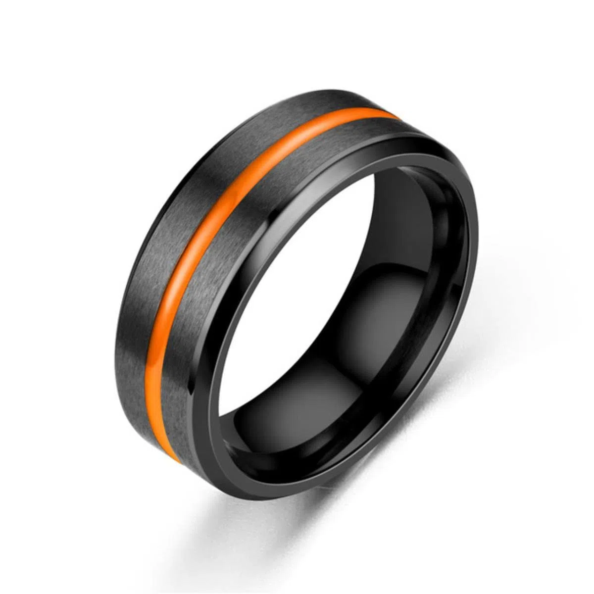 3 Stile Klassische 8mm Eheringe für Männer 's Edelstahl Ring Schwarz mit rosa orange Blue Groove Verlobungsring