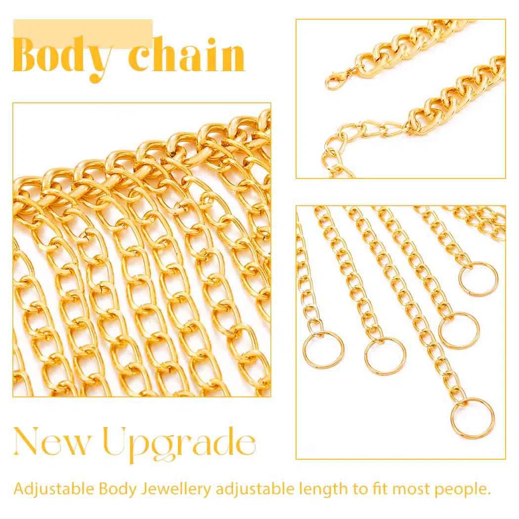 Sexy Körperkette BH Gold Quaste Brustketten Körperzubehör Rave Kette Strand Bikini Körperkette Schmuck für Frauen und Mädchen
