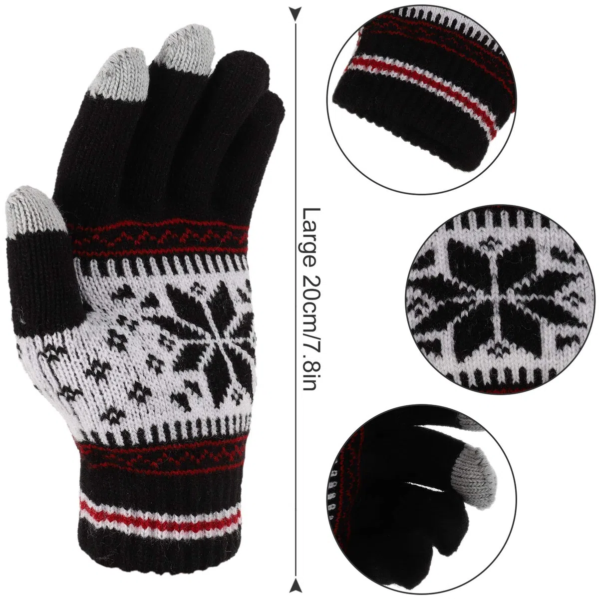 Gitua 2 Paar Touchscreen Handschuhe, Damen Winterhandschuhe Winddichte Strick Fäustlinge Handschuhe für Skifahren Radfahren Wandern