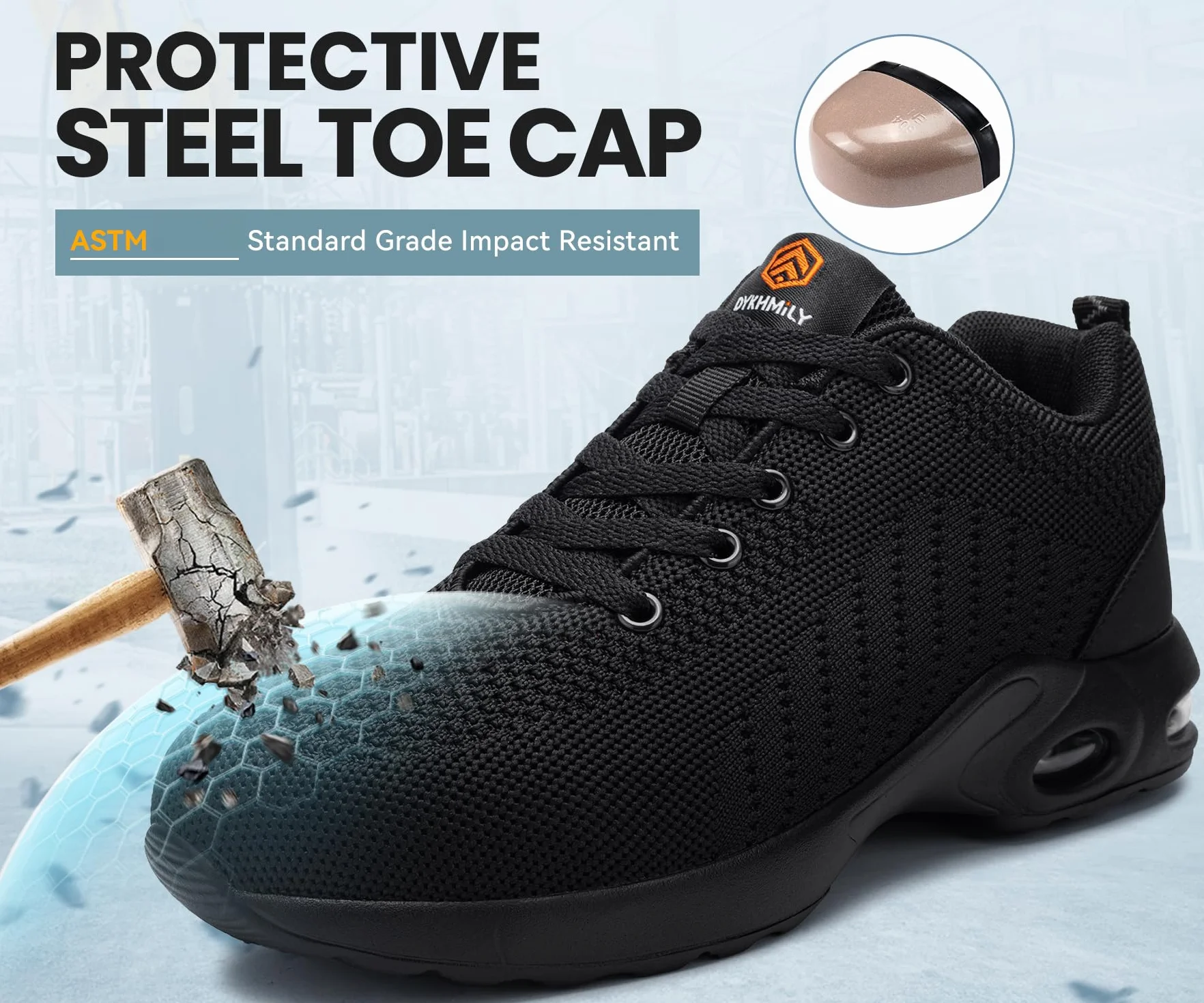 DYKHMILY Sicherheitsschuhe Herren Damen Leicht Arbeitsschuhe mit Stahlkappe Atmungsaktiv Sportlich Schutzschuhe Industrie Handwerk Sneaker Schutzschuhe