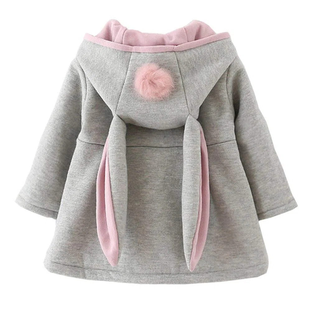 EDOTON Baby Mädchen Mäntel aus Baumwolle Frühlung Herbst Winter Jacken mit Haarballen Kaninchen Ohr Kleinkinder warm Kleidung