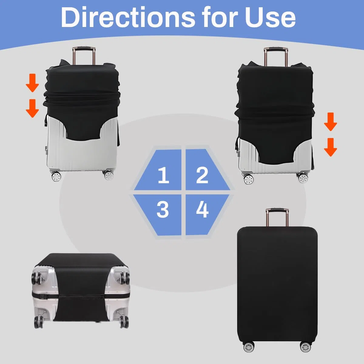 Hiseng Elastisch Kofferhülle, Schwarz Kofferschutzhülle Kofferüberzug, Suitcase Cover Waschbare Kofferschutz mit Reißverschluss, Polyester Luggage Cover Gepäck Cover Reisekoffer-18 bis 32 Zoll