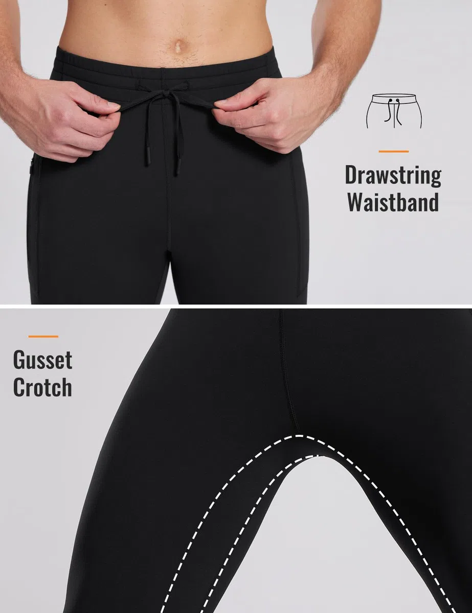 baleaf Thermo-Laufhose für Herren, Winter, Radhose, Fleece-gefüttert, Kompressionsleggings mit Reißverschlusstaschen, für kaltes Wetter