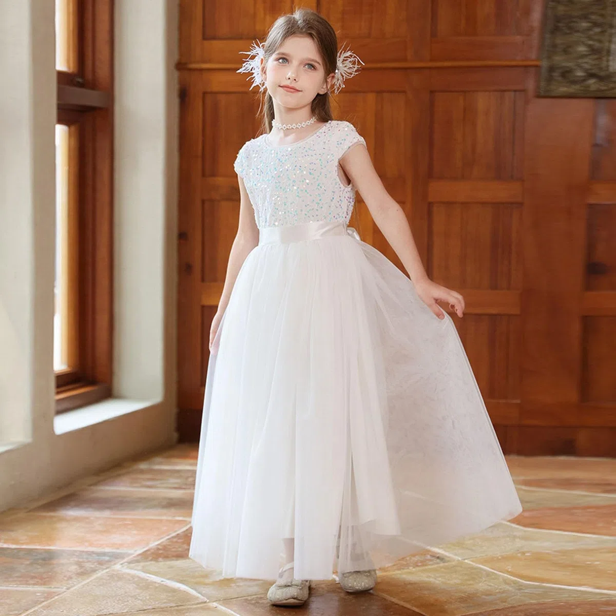 Elegantes Mädchen-Abendkleid Tutu-Kleid mit Rock Schärpe