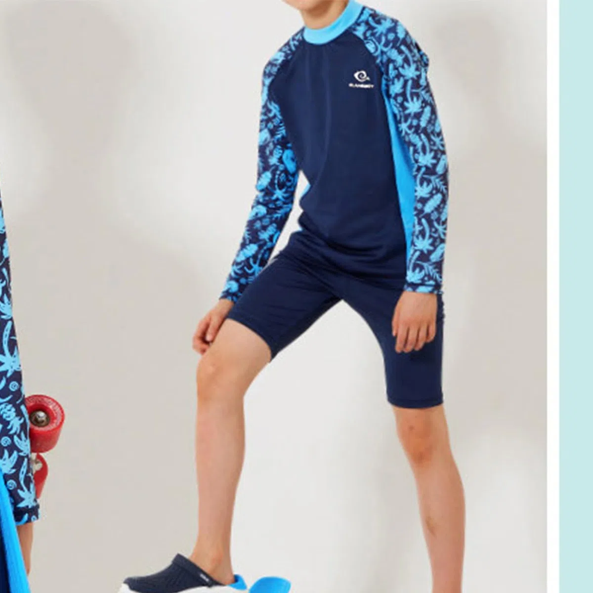 Jungen Schwimmkostüm Rash Guard Badeanzüge Set 3 Stück langärmelige Badeshirts Schnell trocknende Badeanzüge mit Badehose