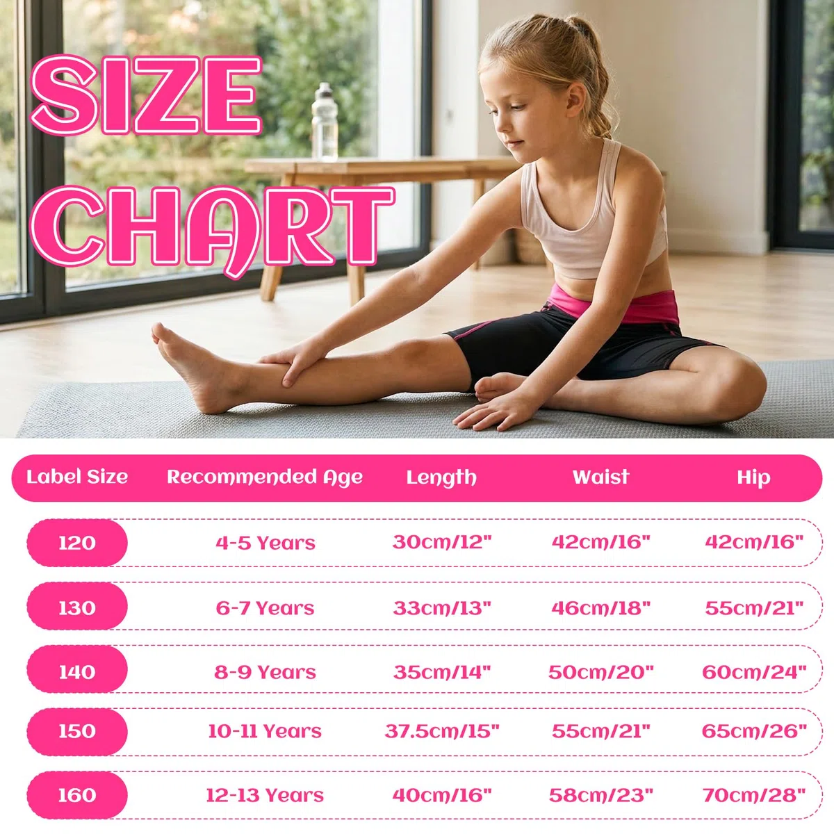 Mädchen Shorts 2er-Pack Sommer Kurze Leggings Kinder Elastische Hohe Taille Radlerhose Atmungsaktiv Sport Kurze Hose Weich Blickdicht Sportshorts Turnhose Sportleggings für 4-13 Jahre