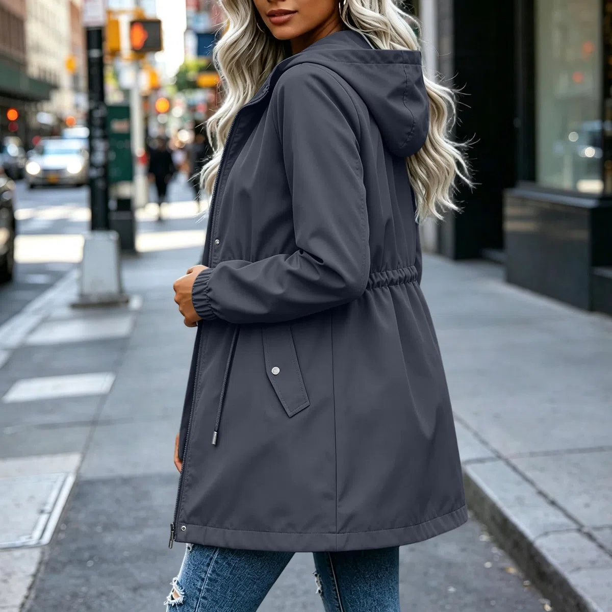 Damen Regenjacke Wasserdicht Übergangsjacke Outdoor Herbstjacke Motorrad Jacke Einfarbige Oberteil Casual Sportjacke Windjacke Leicht Windjacke Dünn Windbreaker