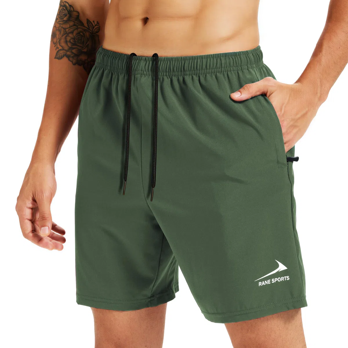 Rane Sports Sportshorts für Herren mit Reißverschlusstaschen – leicht, atmungsaktiv, ideal zum Laufen, fürs Fitnessstudio und für Outdoor-Aktivitäten