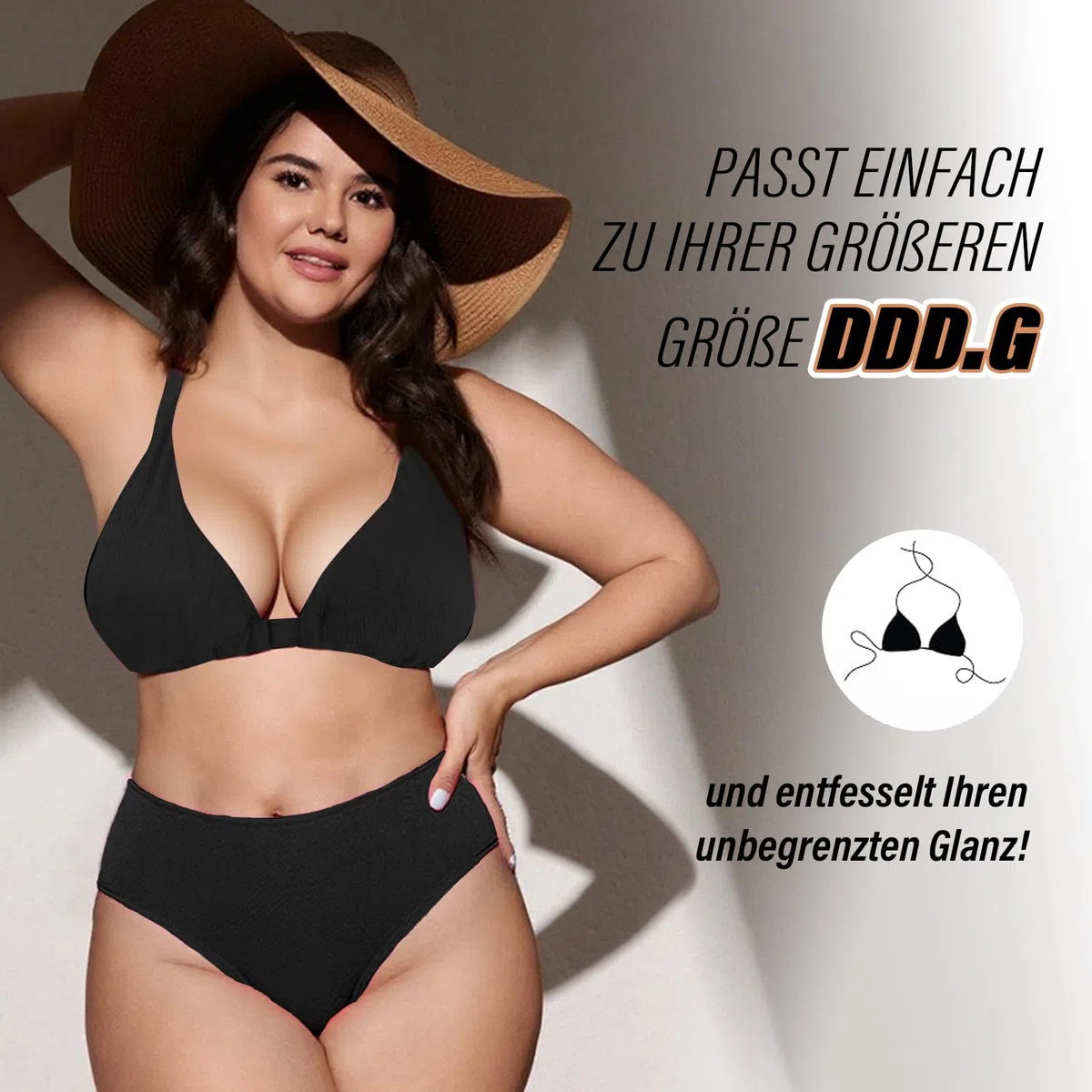 Bikini Oberteil Damen Große Brüste Push Up String Bikini Triangel Top,V-Ausschnitt, Rückenfrei Swimsuit Bra