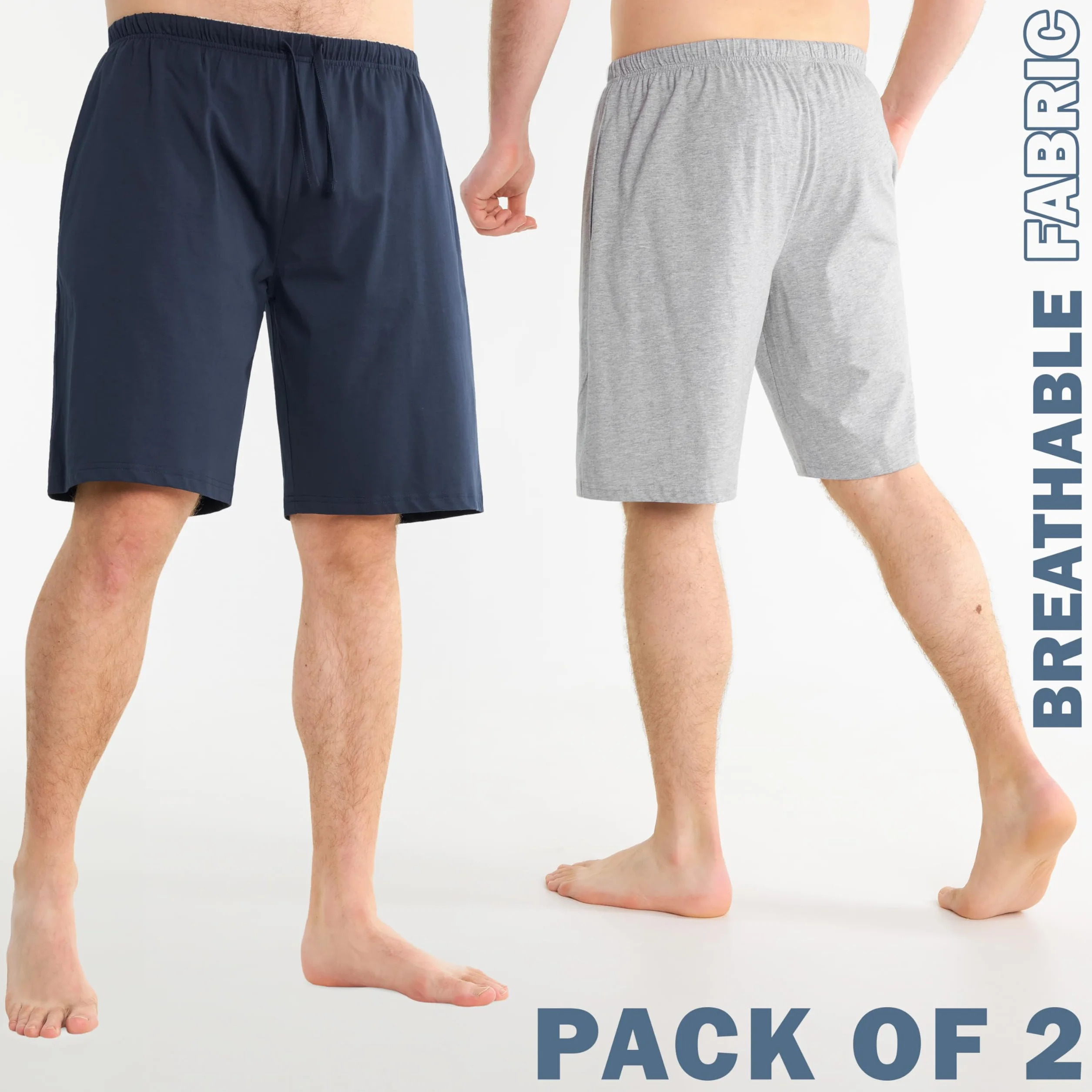 CityComfort Schlafanzug Herren Kurz M-4XL, 2er Pack Pyjama Shorts Herren Sommer mit Gummizug und Taschen, Freizeithose Loungewear, Geschenke für Männer