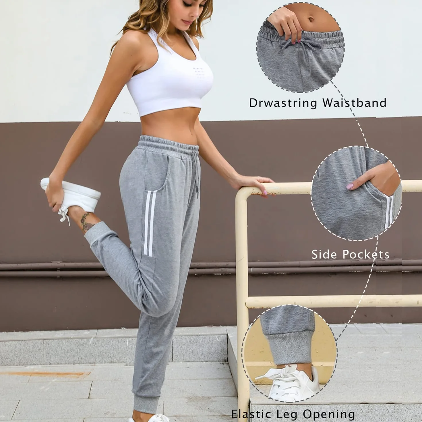 Sykooria Damen Jogginghose Sporthose Lang Yoga Hosen Freizeithose Laufhosen Baumwolle High Waist Trainingshose für Frauen