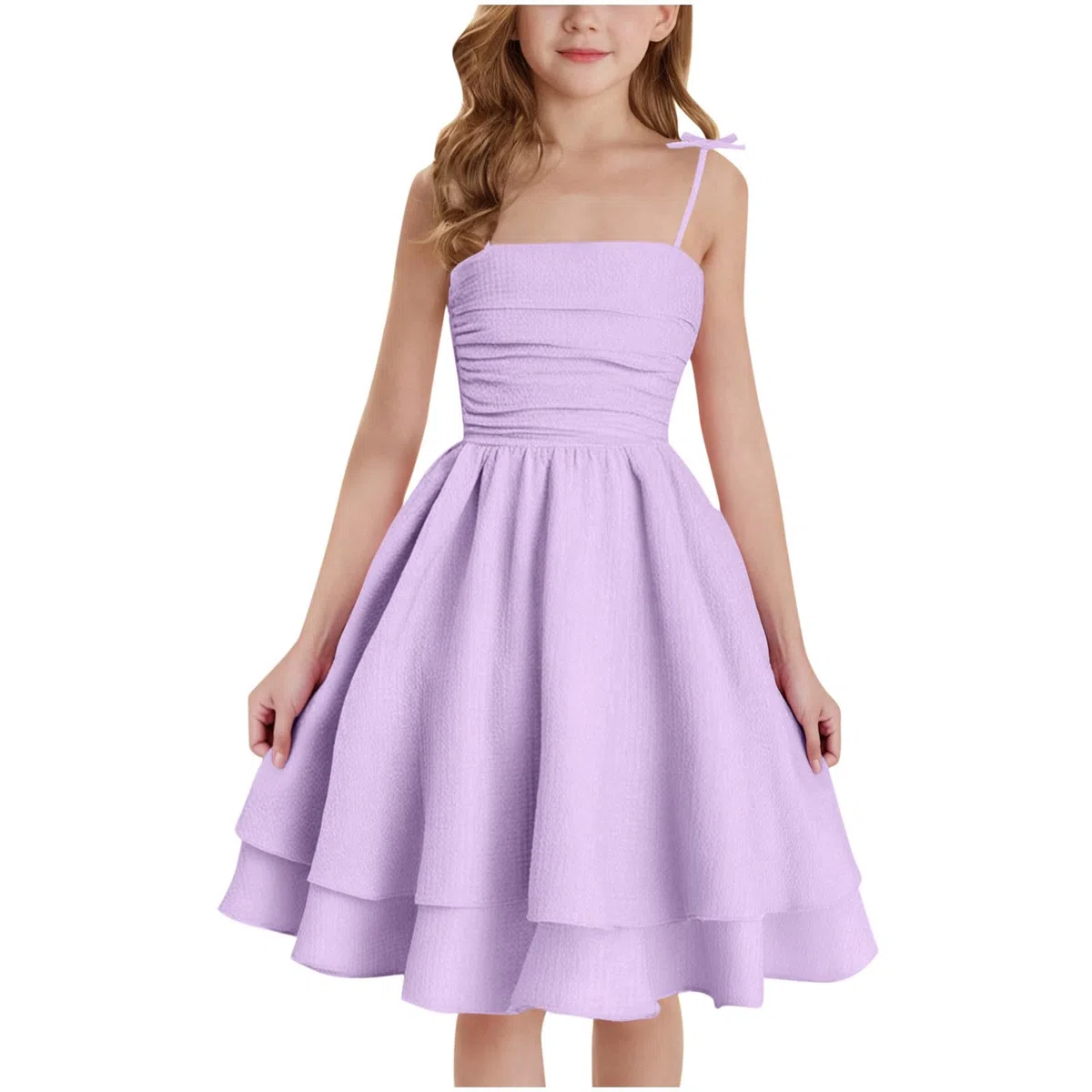 Kleider für Mädchen Einfarbig Sommerkleid Kinderkleider Elegant Unterkleid A-Linie Tunika Luftige Freizeitkleid Leichte Mädchenkleid Rückenfreies Kleid Sommer Kinder Kleider Dress 8-14 Jahre
